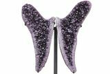 Deep-Purple Amethyst Wings on Metal Stand - Large Crystals #209260-4